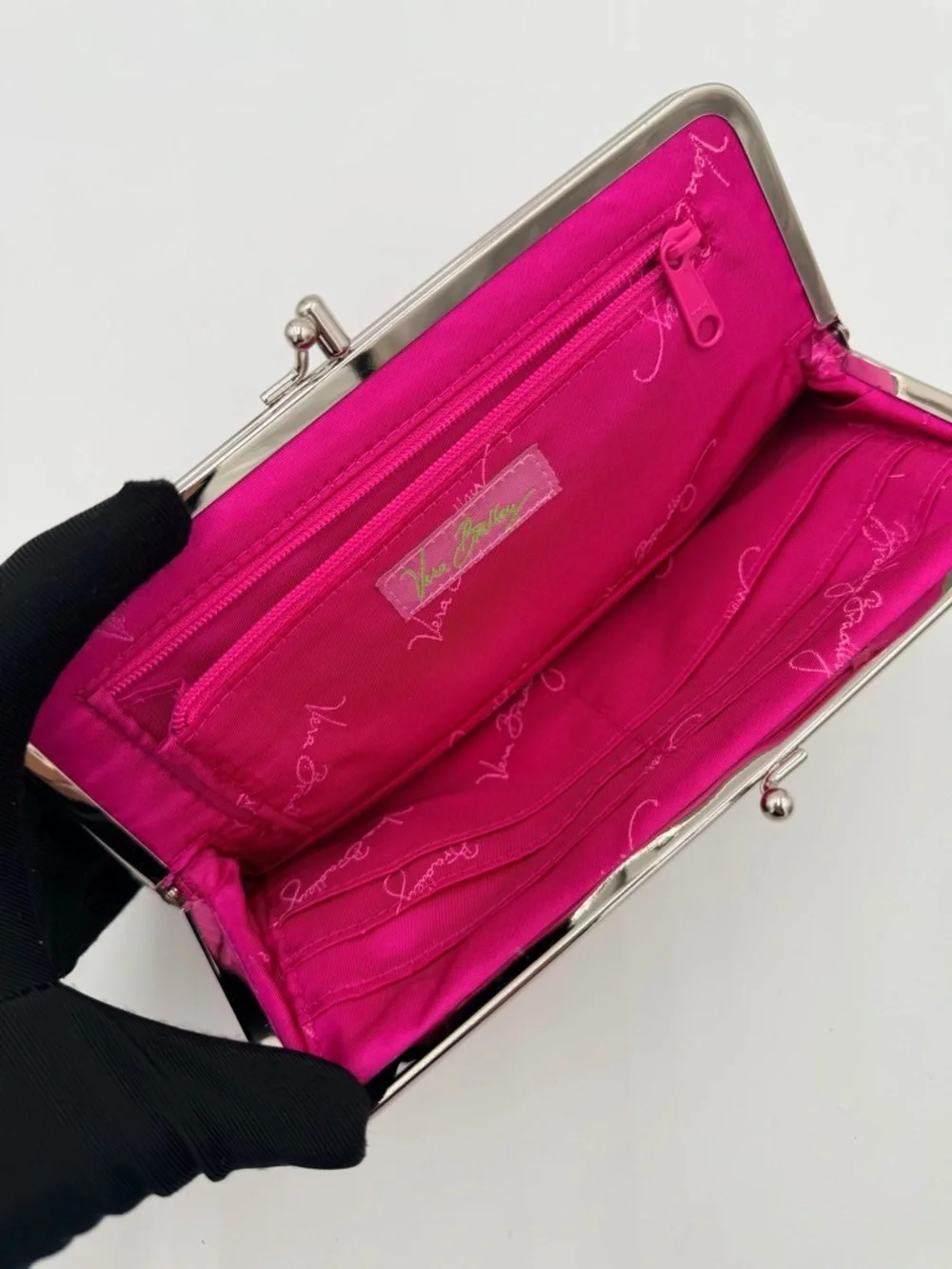 Vera Bradley Pinwheel Pink Double Kiss Lock Clutch Wallet Retired - Picture 5 of 10